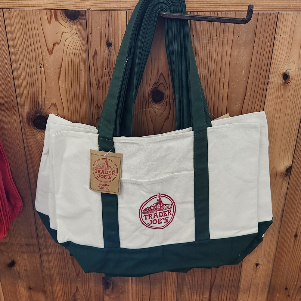 Trader Joe's Green and White Tote Bags